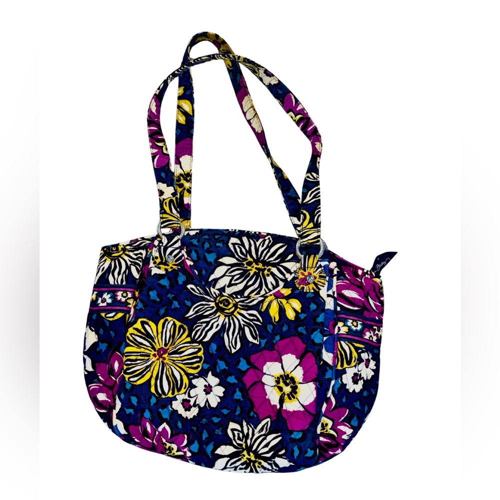 Vera Bradley Midnight Wildflowers Quilted Tote Floral Cotton Shoulder Bag